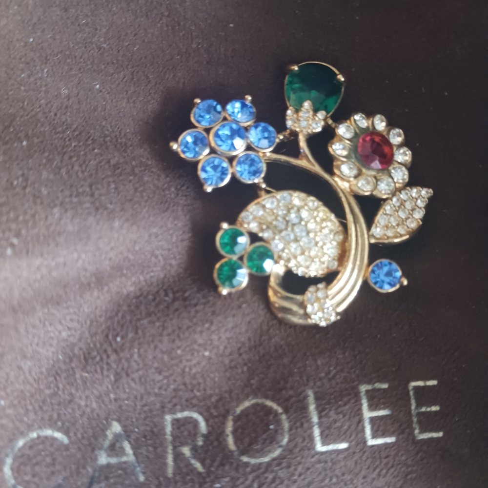 Carolee Gold and Multicolor Floral Brooch